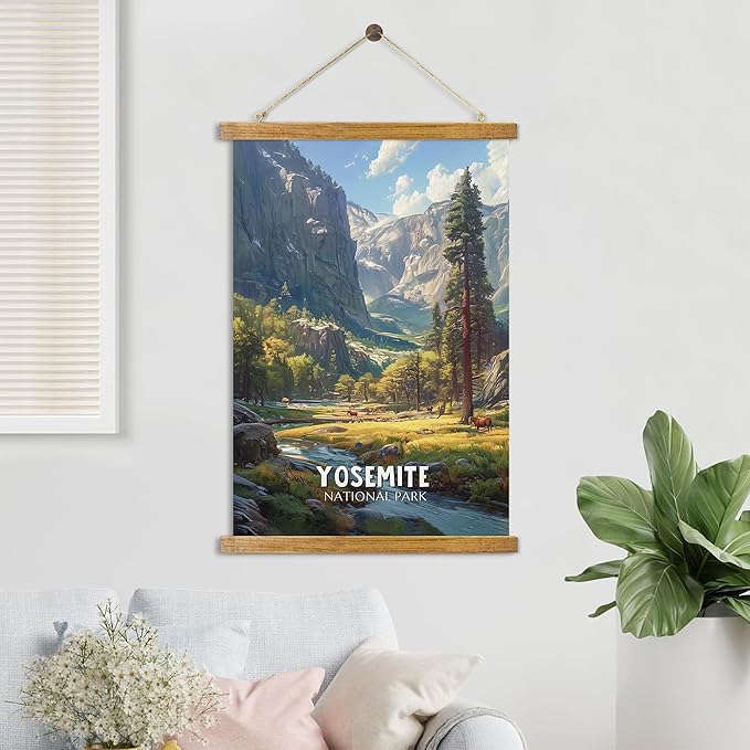 ABoby Vintage Yosemite National Park Posters - Travel Posters Wall Art for Home, Office - Retro Style Wall Decor with Wood Frames - Ready to Hang