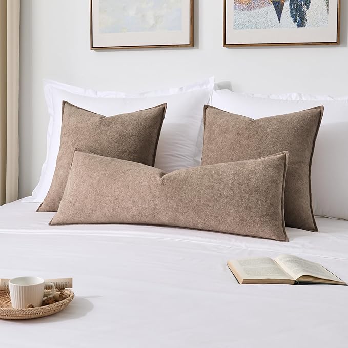 Kevin Textile 14x36 Inch Long Lumbar Cover 1 Pack Soft Boucle Textured Decorative Waterproof Rectangle Cushion Elegant Accent Pillows for Couch Sofa Chair Bed Home Decor Indoor Outdoor Taupe