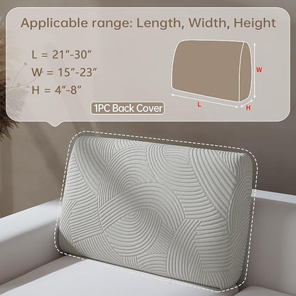 Couch Cushion Covers for Sectional and L Shaped Sofa, Stretch Soft Sofa Covers Washable Wear Resistant Slipcovers Furniture Protector Pet-Friendly (1PC Back Couch Cover, Light Gray)