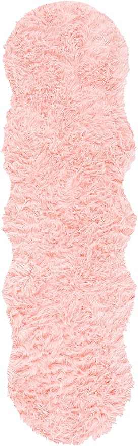 SAFAVIEH Faux Sheep Skin Collection Runner Rug - 2'6" x 6', Pink, Silken Glam Design, Non-Shedding & Easy Care, 2.35-inch Thick Ideal for High Traffic Areas in Living Room, Bedroom (FSS115G)