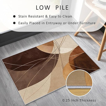 Abstract Boho Rug, 5x8 Area Rugs Minimalist Geometric Line Pattern for Living Room, Bedroom, Abstract Boho Home Decor Accessories Indoor Carpet, Non Slip & Machine Washable