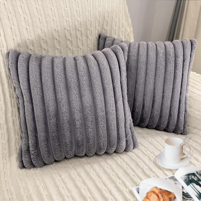 2 Pack 16x16 Pillow Cover Velvet Pillow Covers, Faux Fur Square Throw Pillow Covers for Living Room Decorations Throw Pillow Case, Throw Pillow Cover Cushion Cover for Sofa Bedroom Car, Grey