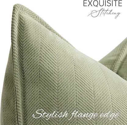 ZWJD Sage Green Pillow Covers 20x20 Set of 2 Chenille Throw Pillow Covers with Elegant Design Soft and Luxurious Decorative Throw Pillows for Couch, Bed, and Home Decor