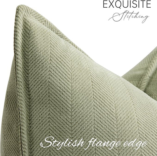 ZWJD Sage Green Pillow Covers 26x26 Set of 2 Chenille Throw Pillow Covers with Elegant Design Soft and Luxurious Decorative Throw Pillows for Couch, Bed, and Home Decor