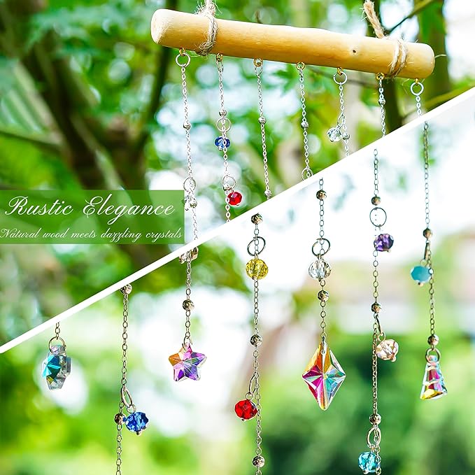 H&D HYALINE & DORA Crystal Sun Catcher Crystal Wind Chimes for Outside Rainbow Maker Suncatchers for Window Hanging Garden Home Decor