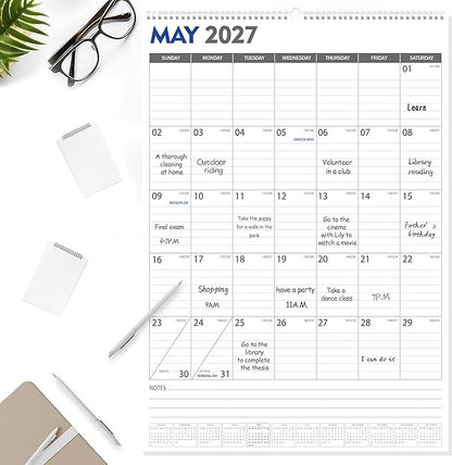 GuassLee Large Wall Calendar 2026-2027, 22"x15" Vertical Wall Calendar 2026, Jan. 2026 to Jun. 2027, 18-Month Paper Hanging Planner Wall with Julian Date for Office Home Planning & Organizing