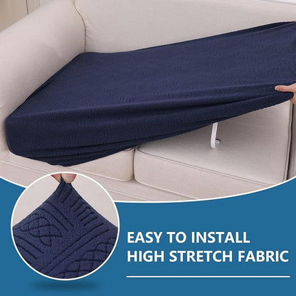 hyha Individual Couch Cushion Covers, Stretch Magic Sofa Seat Cushion Covers Washable, Dog Couch Sofa Slipcover for Pets, Kid with Elastic Bottom(2PC, Navy)
