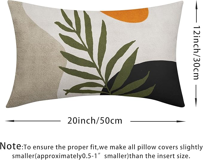 Spring Boho Pillow Covers 12x20 Set of 2 Abstract Mid Century Throw Pillow Covers Green Pillowcase Linen Decoration Farmhouse Soft Decorative Aesthetic Cushion Case Couch for Indoor Outdoor Home Decor