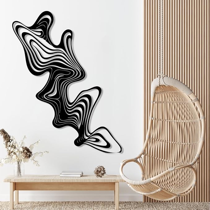 Abstract Line Metal Wall Art,Abstract Metal Wall Art,Abstract Metal Line Art Wall Decor,Metal Line Art,Abstract Wall Art,Modern Wall Art,Living Room Decor (White, 37x47inch / 93x120cm, metal wall art)