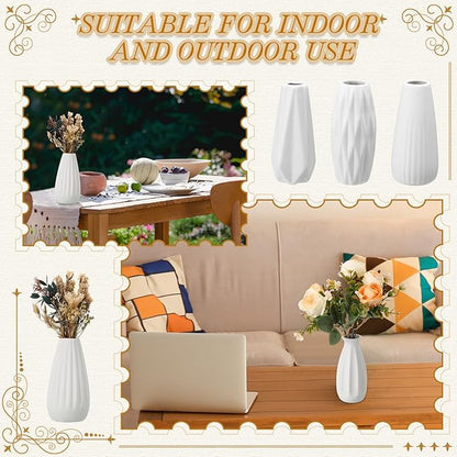 Yaomiao 16 Set White Ceramic Bud Vase Bulk 5 Inch Boho Small Pampas Grass Flower Vase for Wedding Table Centerpieces Decoration Boho Home Decor DIY Gift, 8 Styles (Classic)