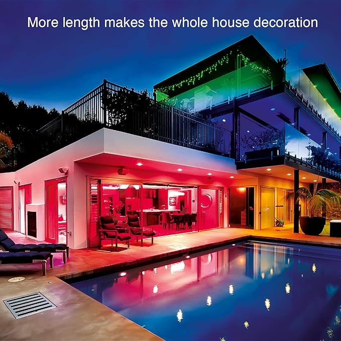 DAYBETTER LED Lights 65.6ft, 5050 RGB Led Strip Lights Flexible Color Changing Remote Control Led Light Strips, 2 Rolls of 32.8ft Led Lights for Bedroom, Living Room, Party Home Decor