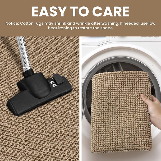 IOHOUZE Small Area Rug 2x3 Washable Woven Rugs for Entryway Non Slip Rubber Backed Kitchen Rugs Indoor Outdoor Doormat Throw Rug Floor Carpet for Entrance Front Door, Orange/Tan/Brown