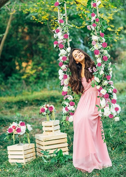 N&T NIETING Artificial Flowers, Foam Roses Perfect for Valentine's Day DIY Wedding Bridal Bouquets Centerpieces Bridal Shower Party Home Flower Arrangement Decor 25Pcs, Hot Pink