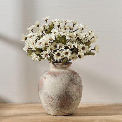 SIDUCAL Ceramic Decorative Flower Vase | 7.48 Inch Pottery Rustic Farmhouse Boho Vase for Home Decor, Table, Living Room, Bathroom, Coffee Desk, Shelf, Mantel Decoration, Wedding, Terra