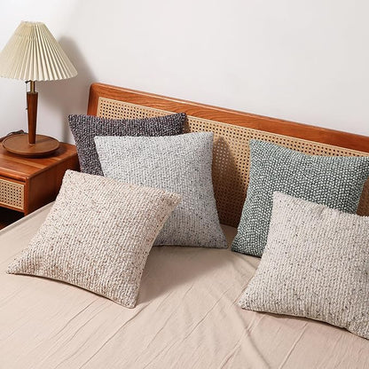 Striped Euro Sham Pillow Covers 26x26 Set of 2 Beige Textured Boucle Chic Morden Boho Accent Farmhouse Square Decorative Couch Throw Pillow Covers for Home Decor Bed Sofa Living Room