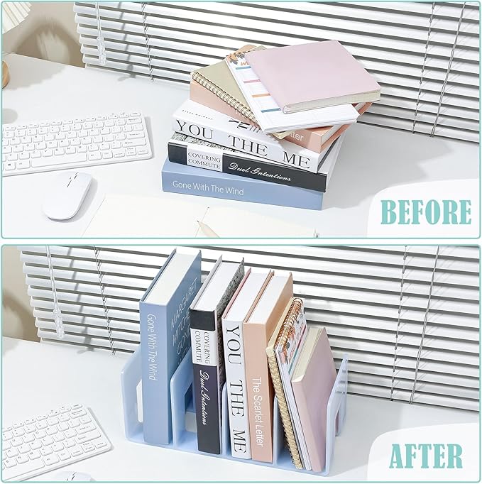 BAYTORY 2Pcs Acrylic File Holder Purse Organizer, Sturdy Desktop File Sorter Organizer, Binder Shelf for Office Desk Kitchen Shelf Closet (Green)