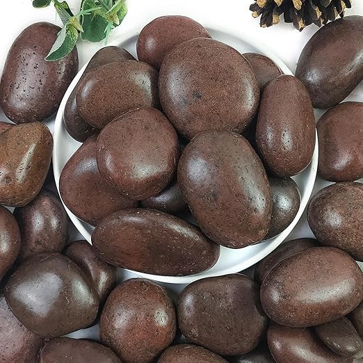 20lbs Red River Rocks for Landscaping, 2-3 Inch Natural Pebbles for Indoor Plants, High Polished Decorative Stones Vase Filler Fish Tank Aquariums Garden