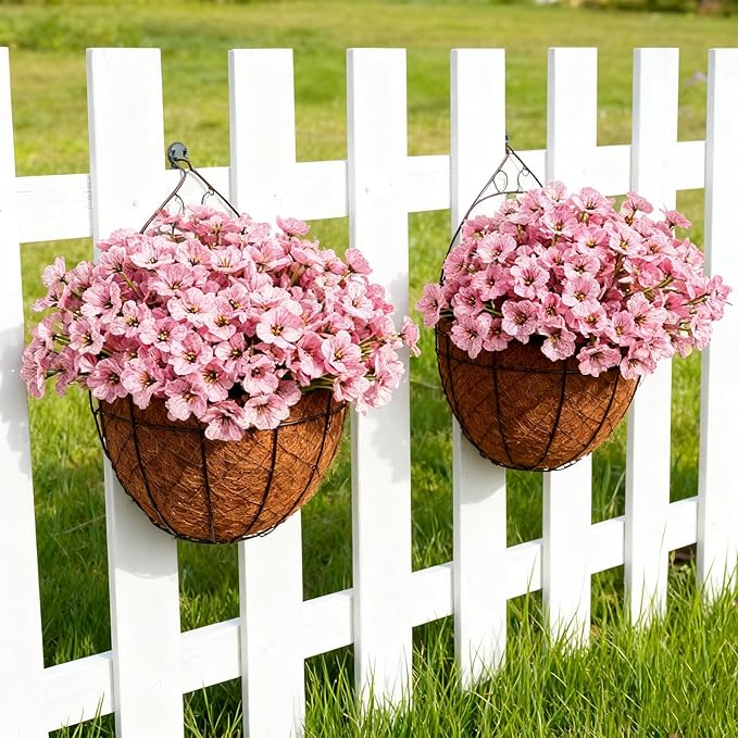 Artificial Flowers for Outdoor Faux Plants for Spring Summer Decoration, UV Resistant Realistic Silk Plastic Fake Flowers Garden Porch Patio Balcony Yard Front Home Decor, 24 Bundles