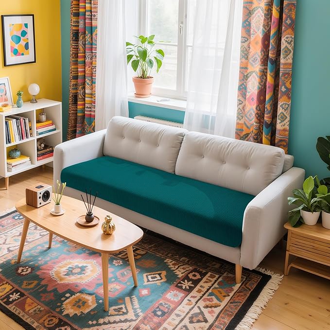 Hokway Couch Cushion Covers Stretch Cushion Covers Sofa Seat Cushion Slipcover Cushion Protector(Teal, Medium)