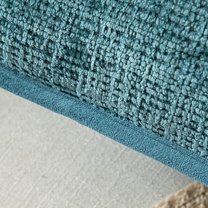 Yaertun Pack of 2 Chenille Textured Decorative Throw Pillow Covers Accent Solid Cushion Cover Soft Cozy Pillow Case with Velvet Back for Couch Sofa Bed Living Room 24x24 Inch Lake Blue
