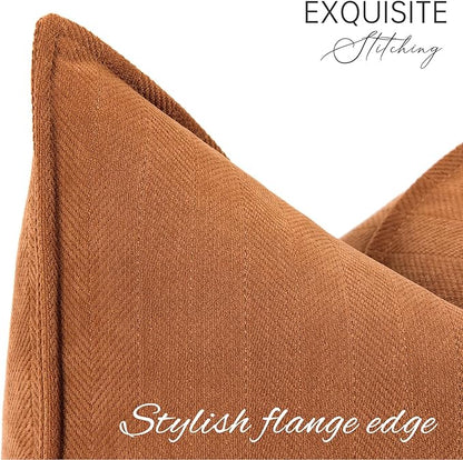ZWJD Orange Pillow Covers 26x26 Set of 2 Chenille Throw Pillow Covers with Elegant Design Soft and Luxurious Decorative Throw Pillows for Couch, Bed, and Home Decor