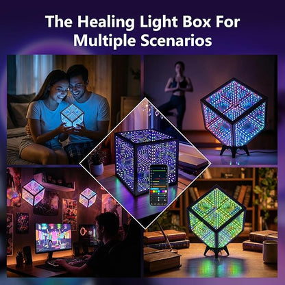 Infinity Hyper Cube LED Table Lamp - Infinity mirror light with 100+ Patterns, Music Sync, App Control, infinite cube night lights for Gaming,party,living room,bedroom, light display and more(7Inches)