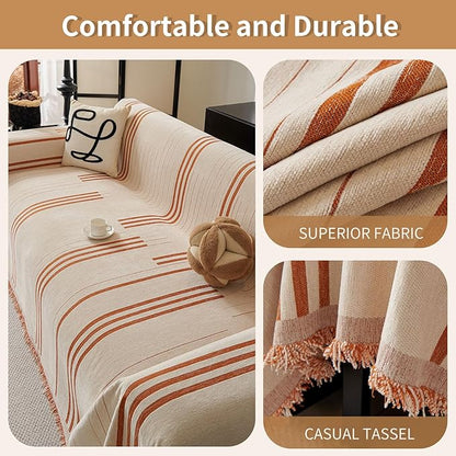 Boho Non Slip Covers Sofa Covers for 3 Cushion Chenille Dog Pet Couch Protector Washable Anti-Slip Sectional Couch Cover Tassels L Shaped Sofa Cover
