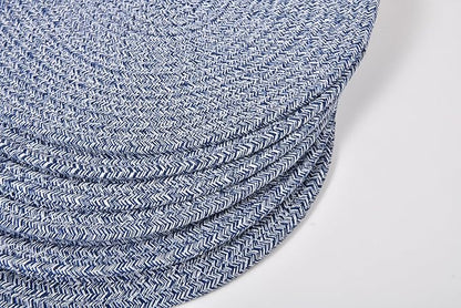 6Pcs Woven Placemats, Mix Blue Cotton Rope Woven Vintage Place Mats, 13.8'' Round Plate Chargers Wicker Tablemats Farmhouse Boho Braided Heat Resistant Outdoor Placemat for Patio Table Decor