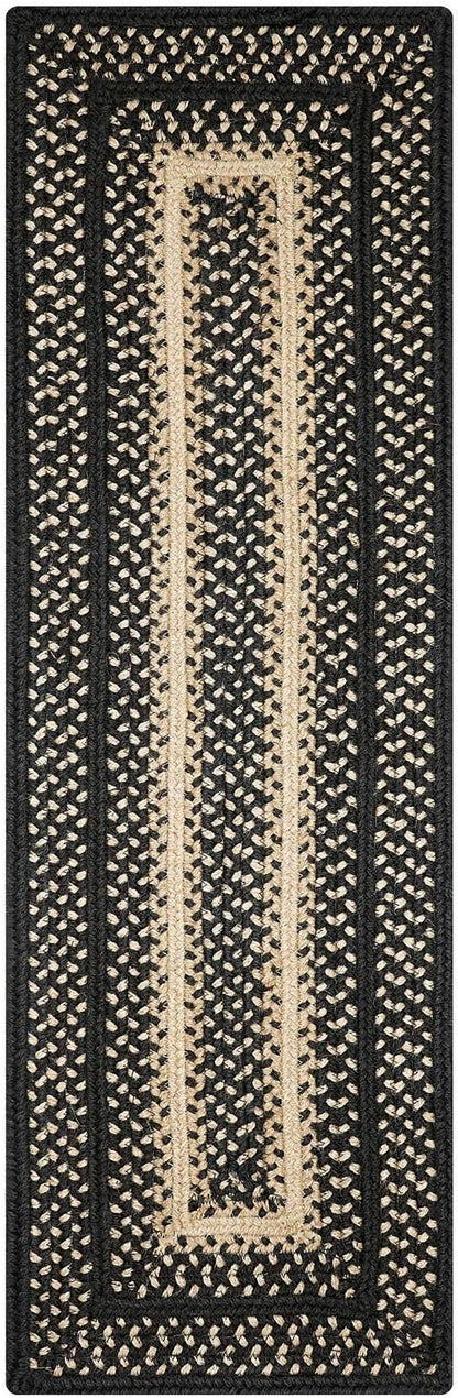 Homespice Manchester Long Table Runner - 11"x36", Rectangle, Black & Tan - Handcrafted with Jute - Rich Colors, Easy to Clean, Durable and Protects Furniture