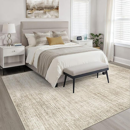 8x10 Area Rugs Living Room: Washable Large Neutral Beige Rug Abstract Soft Modern Stain Resistant Indoor Floor Non-Slip Carpet for Bedroom Nursery Kids Office Playroom Dining Room Under Table Home