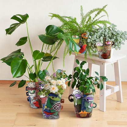 Brutalist Abstract Face Planters Pots, Unique Abstract Flower Pot Head Planter Pot Ornaments Resin Picasso Tears Flowerpot with Drainage Hole for Indoor and Outdoor Plants Home Decor (Tears)