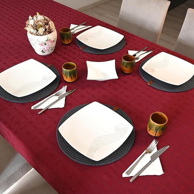 Round Placemats, Set of 6, Handmade by Braided Cotton Cord for Kitchen and Dining Table, Dia. 12.6 Inch, Doublesided, Heat Resistant, Dark Gray