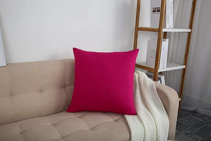TangDepot Cotton Solid Throw Pillow Covers, 24" x 24" , Brilliant Rose, 1 Count (Pack of 1)