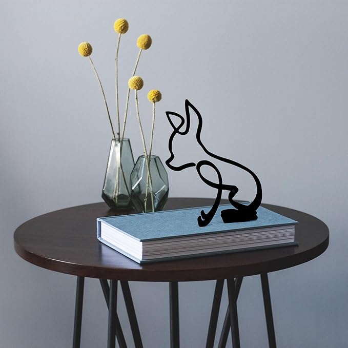 Marsrut Abstract Chihuahua Metal Dog Sculpture Minimalist Geometric Line Art Breed Wall and Table Decor Wire Art Statue for Living Room Home Office Desktop Ornament Decoration