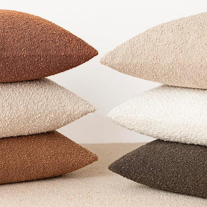 Foindtower Decorative Textured Boucle Throw Pillow Covers Accent Solid Pillow Cases Neutral Soft Cozy Couch Cushion Case for Chair Sofa Bedroom Living Room Home Decor 18x18 Inch,1PC,Burnt Orange Hazel