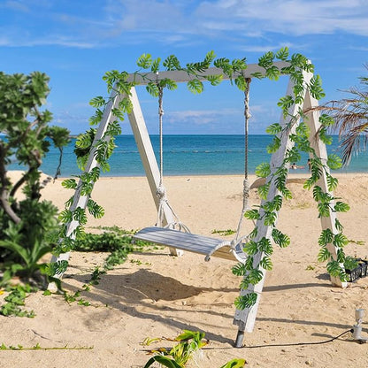 Dolicer 4Pcs Artificial Monstera Leaf Vines, 5.6Ft Fake Hanging Greenery Plants Tropical Palm Leaves Ivy Vine Monstera Garland for Home Garden Porch Patio Hawaiian Party Indoor Outdoor Décor