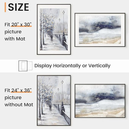24x36 inch Metal Poster Frame - 24 x 36 Thin Aluminum Picture Frames Matted for 20x30 Photos, Artworks, Prints, Puzzle - High Definition Plexiglass - Vertical and Horizontal Display - Wall Hook Hanging Hardware Included - Black, Set of 1