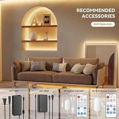 PAUTIX COB LED Strip Lights 48ft/15m Super Bright,504 LEDs/m Warm White 2700K CRI90+ Flexible LED Tape,DC24V for Cabinet Home DIY Lighting Projects with 2pcs COB Connector(Power Supply Not Included)