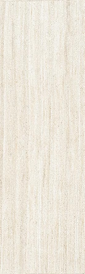 nuLOOM 2x16 Rigo Jute Hand Woven Area Rug, Off White, Solid Farmhouse Design, Natural Fiber, For Bedroom, Living Room, Dining Room, Hallway, Office, Kitchen, Entryway