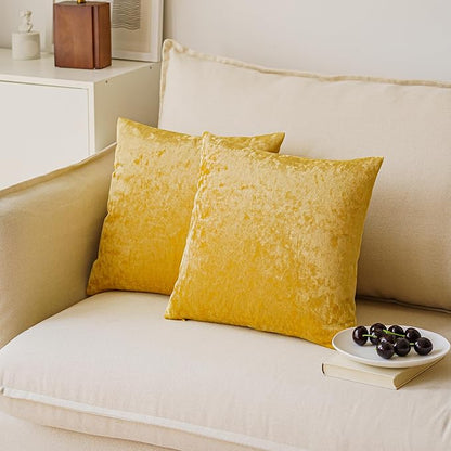 NiNi ALL Decorative Throw Pillow Covers Pack of 2, Velvet Throw Pillow Cases for Couch Pillows Cover Bedroom Living Room Outdoor Pillow Covers 24x24 Inch Gold