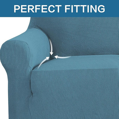 H.VERSAILTEX Armchair Cover High Stretch Sofa Slipcover 1 Piece Couch Covers for Sofa Durable Spandex Fabric Furniture Protector Non Skid Machine Washable(Armchair 31"-40", Storm Blue)