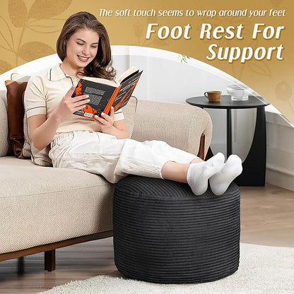 AS AWESLING Round Ottoman Foot Rest Pouf for Living Room Couch - Soft Plush Hassock