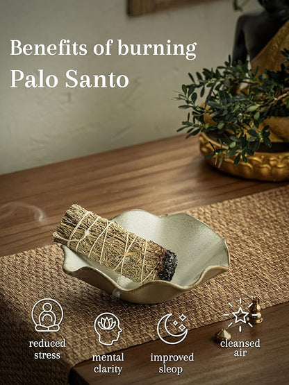 4 in 1 Incense Holder Incense Burner with 3 Incense Sockets, 6 Inch Incense Holder for Sticks, Lotus Cone Incense Bowl, Incense Stick Holder for Meditation Yoga Home, White