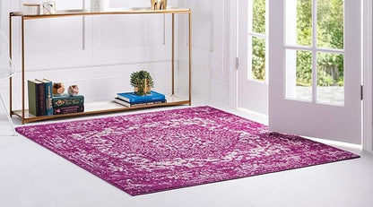 Rugs.com Arlington Collection Rug – 8 Ft Square Purple Medium-Pile Rug Perfect for Living Rooms, Kitchens, Entryways