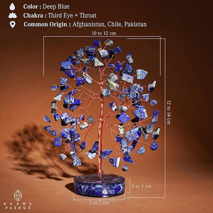 Crystal Tree for Home and Office Decor, Lapis Lazuli Chakra Healing Stones Handmade Feng Shui Bonsai Tree of Life for Positive Energy, Money, Good Luck, Christmas Decor, Birthday Gifts for Women, Mom