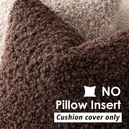 Foindtower 2 Pieces 16x16 Inch Red Brown, Faux Fur Throw Pillow Cover Accent Sherpa Furry Pillow Covers Fuzzy Soft Pillowcases Cozy Sheepskin Decorative Fleece Cushion Case for Bed Couch Living Room