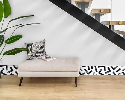 FLFK Black and White Design Wallpaper Border - Peel and Stick Wall Paper, Self Adhesive Removable PVC Borders Sticker, Modern Waterproof Trim for Home Decor, 7" x 240"