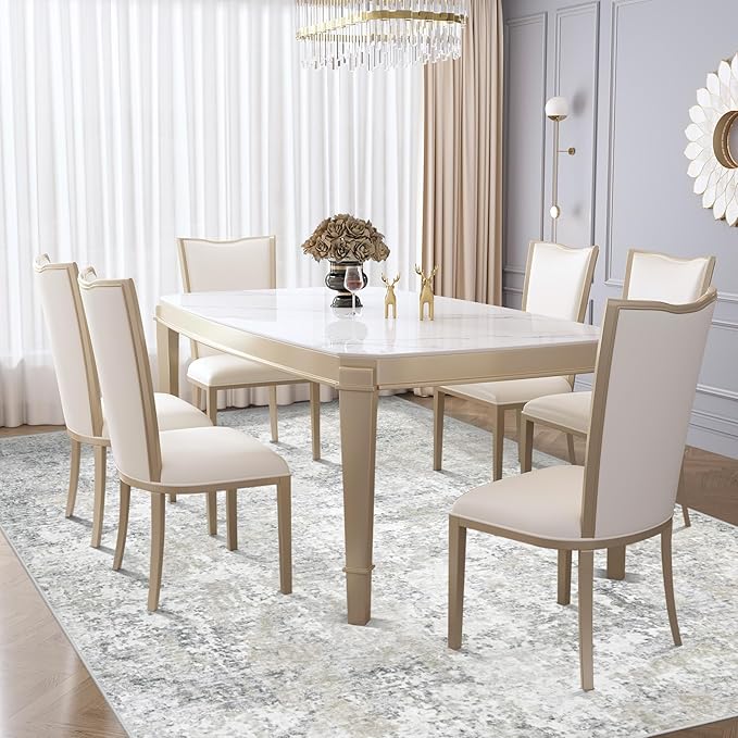 6x9 Area Rugs for Living Room, Washable Modern Abstract Large Rug Neutral Soft Non Slip Kids Rug Stain Resistant Indoor Carpet for Bedroom Nursery Dining Room Playroom Home Office(Beige Grey, 6'x9')