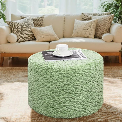 Round Pouf Ottoman Stuffed 20 x 20 x 14 Inches Boho Poof Foot Stool Home Decor Floor Pouffe Ottoman Foot Rest for Couch Sofa Bean Bag Chairs Living Room Bedroom (Sage Green)