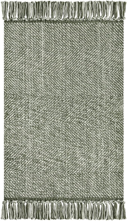 Collive Comfy Area Rug 4' x 6', Olive Green/Cream Woven Cotton Bedroom Rugs, Modern Indoor Accent Rug Floor Carpet with Tassel for Living Room, Nursery Room, Dining Room, Bedside, Office, Patio Decor